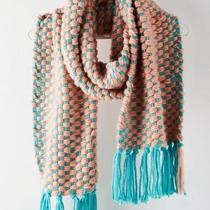 NEW Anthropologie Pink and Teal Woven Scarf